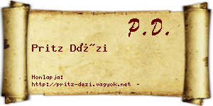 Pritz Dézi névjegykártya